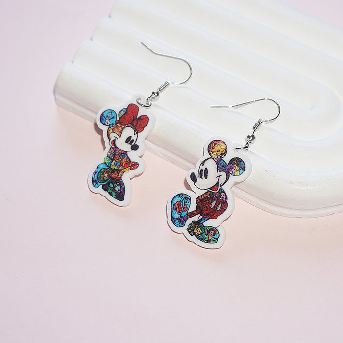 Wholesale Cute cartoon asymmetrical earrings acrylic earrings pendant jewelry