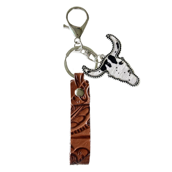 Wholesale 2pcs Western Style Brown Leather Keychain JDC-KC-HeYi019