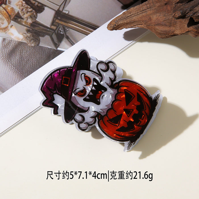 Wholesale Halloween imitation acetate  funny dark style shark clip personality creative pumpkin hairpin ghost clip