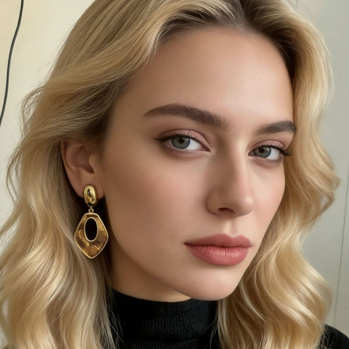 Wholesale Stainless Steel Geometric Earrings Polygonal Hollow Earrings