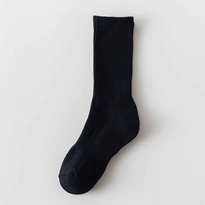 Wholesale Solid color high elastic looped socks for men and women, long socks for sports, cotton socks
