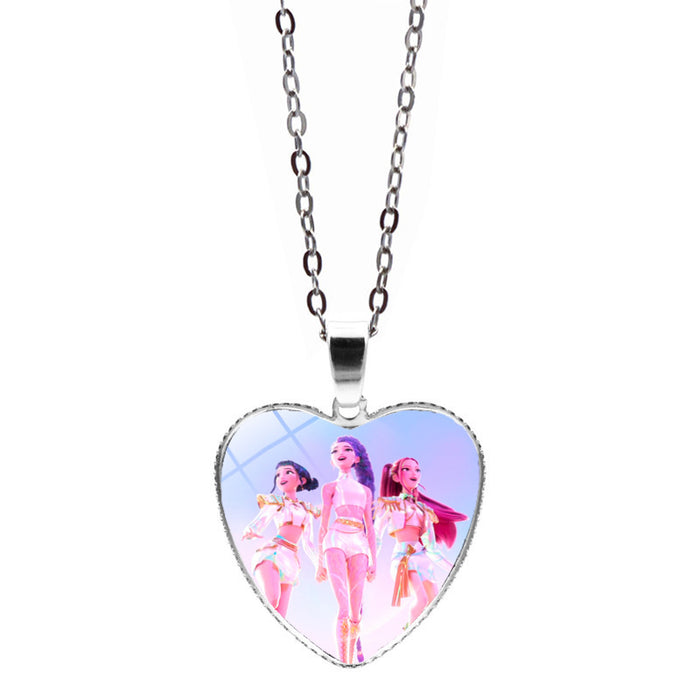 Wholesale Anime Cartoon Heart Peach Pendant Sweater Chain Necklace Accessory