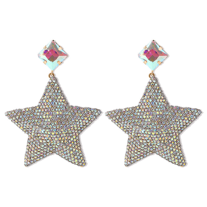 Wholesale Full Diamond Five-pointed Star Alloy Earrings JDC-ES-QianDi032