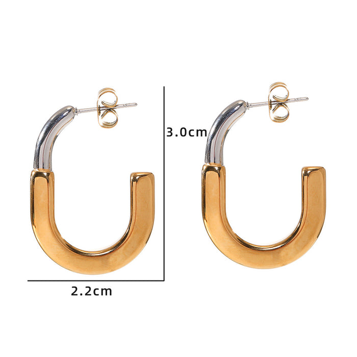 Wholesale Jewelry Gold Stainless Steel Earrings Personalized Two tone Earrings