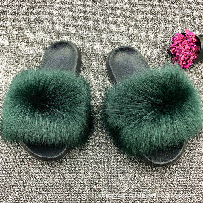 Wholesale imitation fox fur sandals outside wear beach plush sandals JDC-SP-XYu004