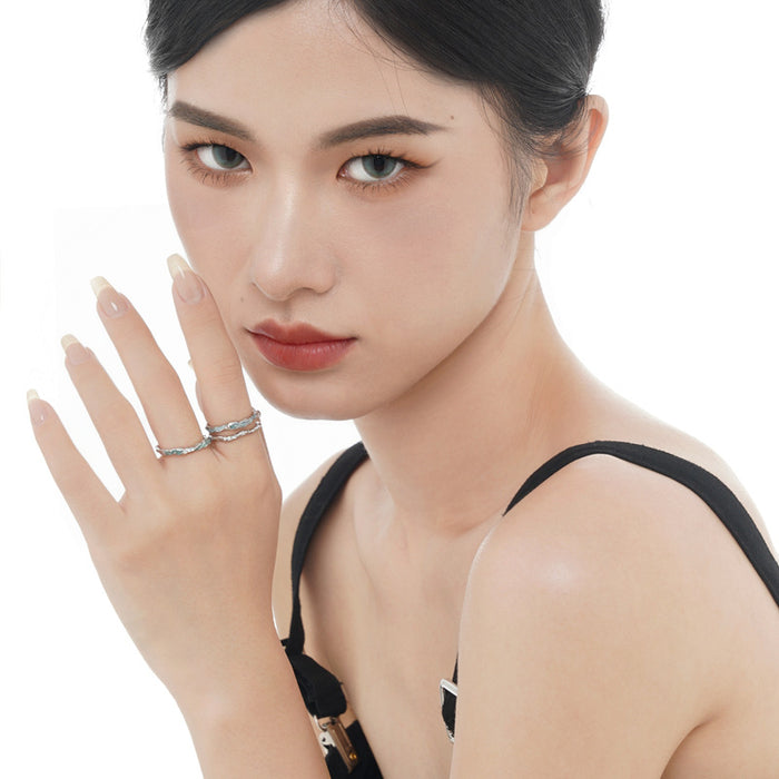 Wholesale S925 silver enamel ring non-fading drop glaze finger ring for women