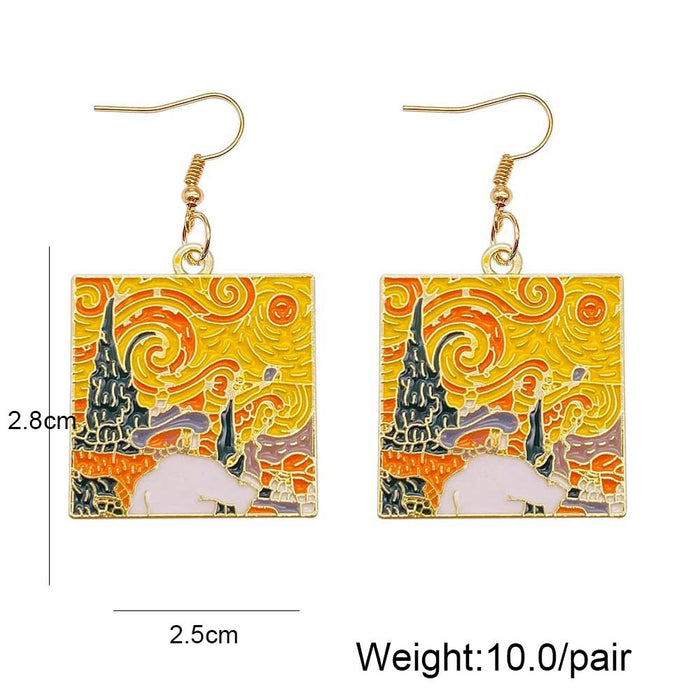 Wholesale Starry Night Sunflower Earrings Heart Butterfly Ocean JDC-ES-YaChen016