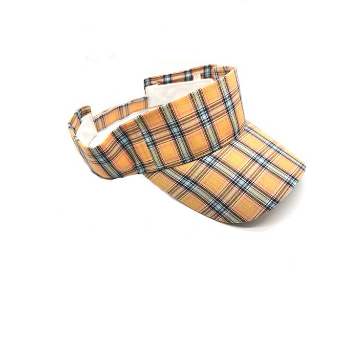 Wholesale Yellow checkered top hat with UV protection for outdoor activities such as running, hiking, sun protection, and sun shading