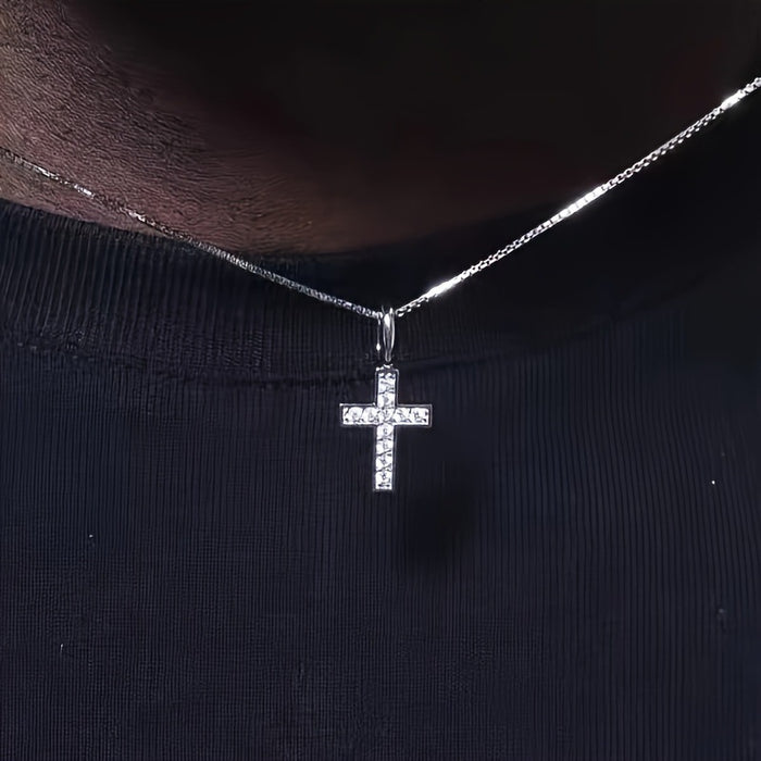 Wholesale Full diamond cross pendant necklace, collarbone chain, versatile, niche men's and women's styles