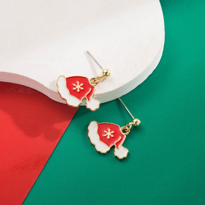 Wholesale Christmas Alloy Drip Oil Earrings - Tree & Gingerbread Man Motif