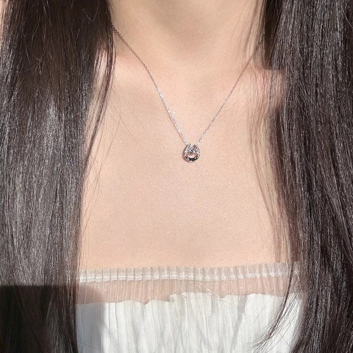 Wholesale Square Sugar Necklace Women's Woolen Chain All-match Golden Pendant  Titanium Steel Clavicle Chain