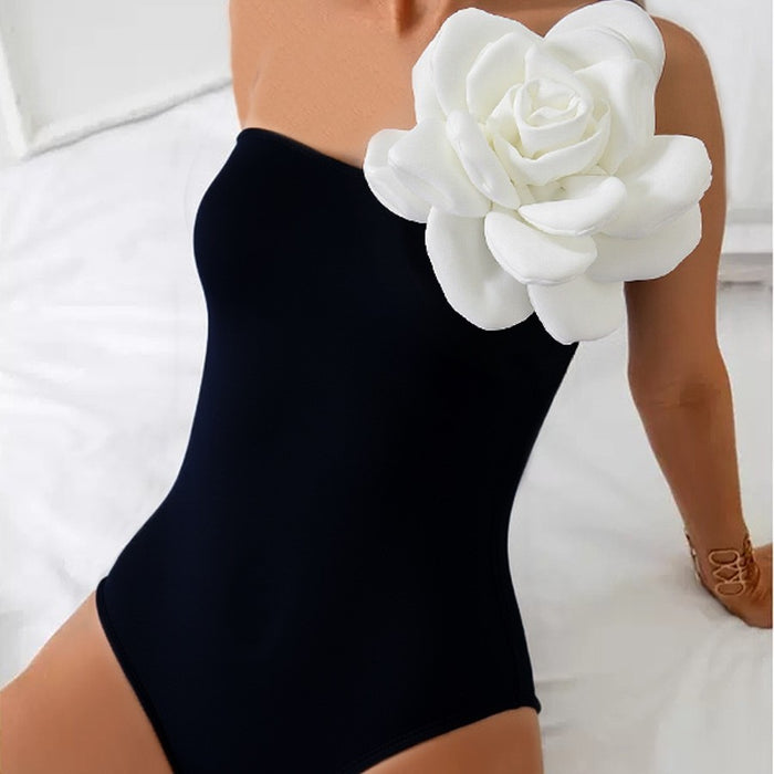 Wholesale New swimsuit one-piece high waisted bikini three-dimensional flower tight fitting high-end swimsuit