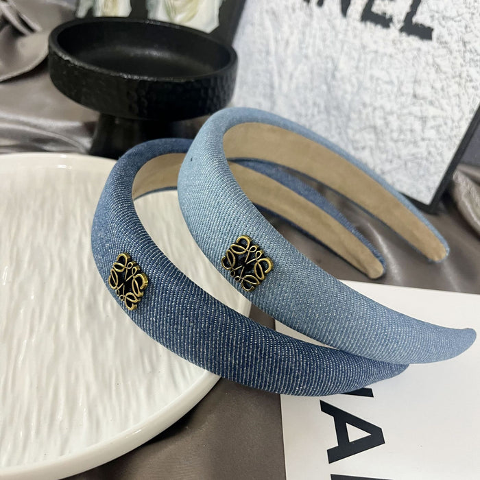 Wholesale Denim Wide Edge Fabric Headband JDC-HD-Asha002