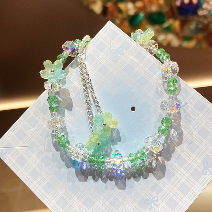 Wholesale Pink Flower Imitation Crystal Bracelet Stylish Gift Jewelry Accessory MOQ≥3