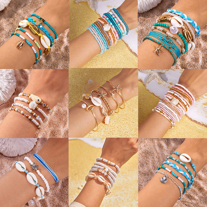 Wholesale Bohemian Beach Bracelet Set Alloy Handmade Charm Bracelets