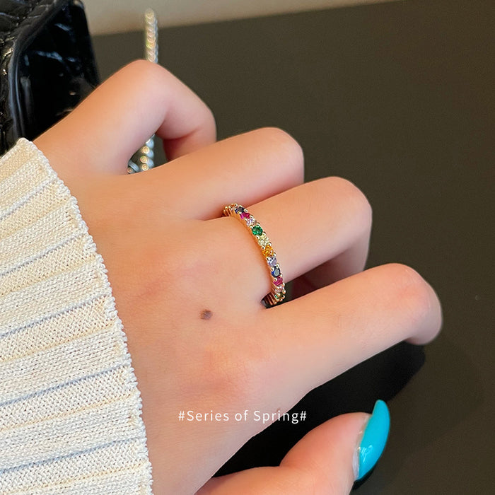 Wholesale Minimally designed zircon niche light luxury versatile open ring ring