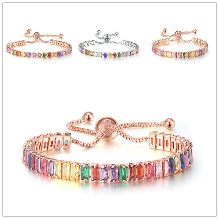 Wholesale Colored zircon bracelet, women's full diamond crystal tennis wholesale accessories