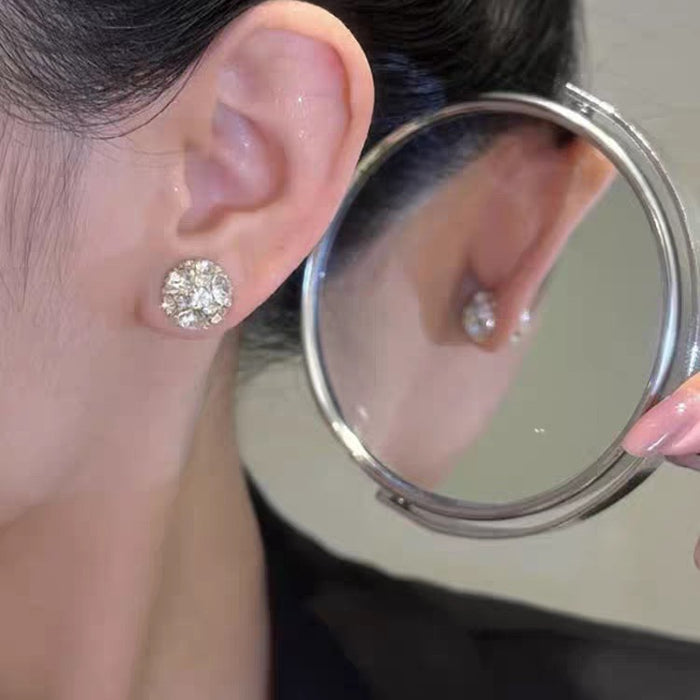 Wholesale Zircon magnetic earrings without piercings, exquisite and versatile high-end earrings, light luxury and high-end ear clips