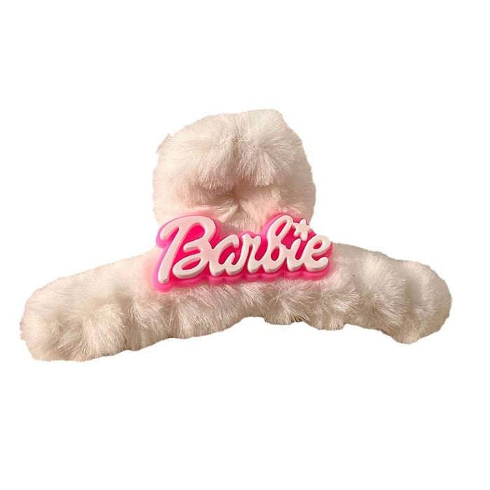 Wholesale Dopamine inducing plush hair claw clip with a cute pink bow