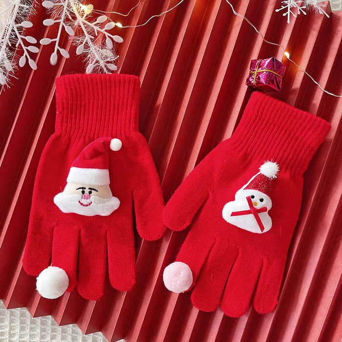 Wholesale Red gloves women' s winter elk couple gift cute thick five-finger warm gloves
