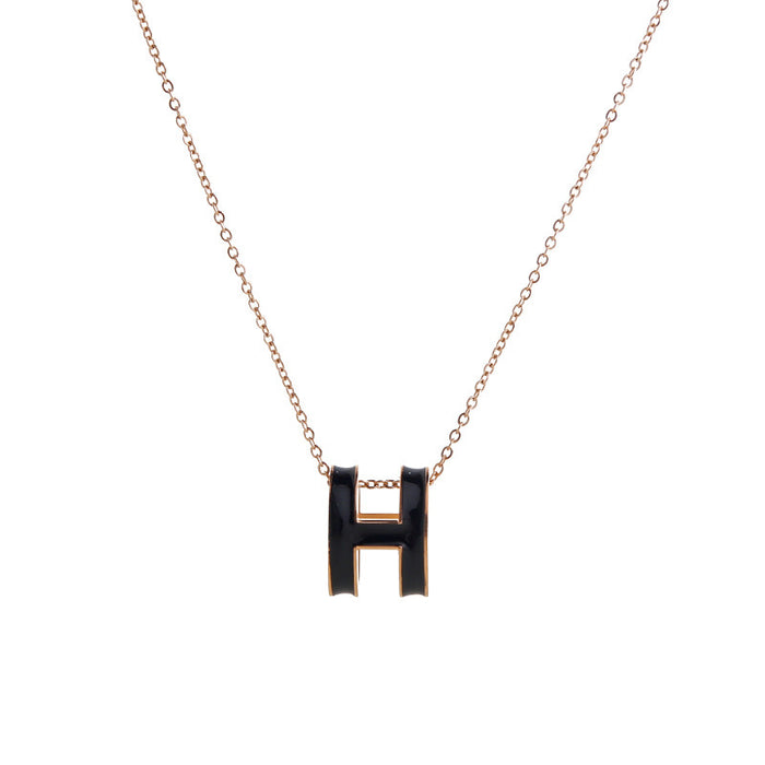 Wholesale H Letter Pendant Titanium Steel Necklace JDC-NE-QingYan016