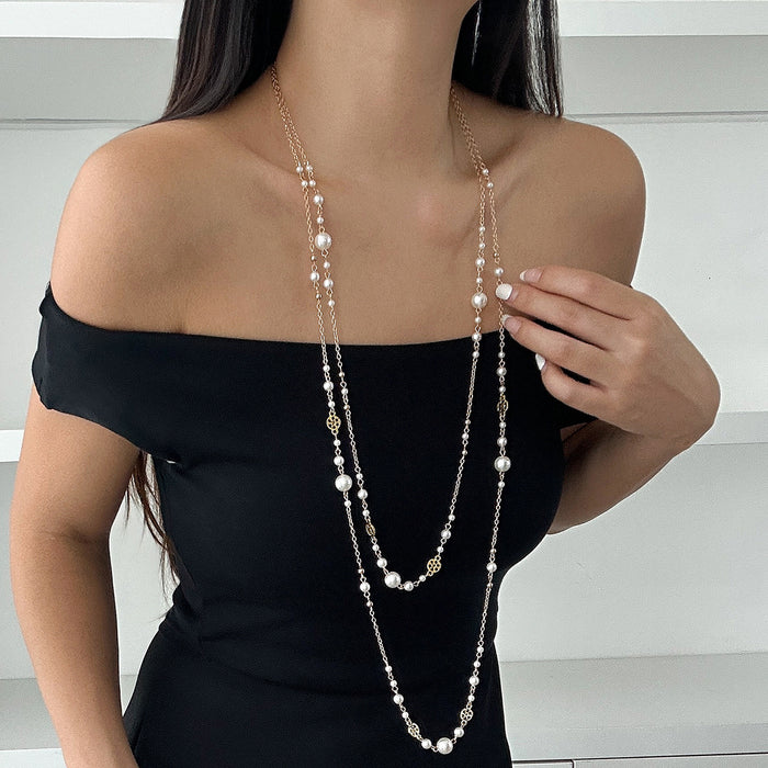 Wholesale Necklace Long Elegant Imitation Pearl Chain Tassel Pendant