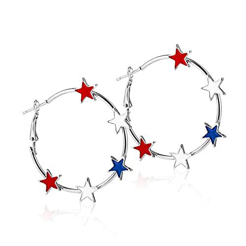 Wholesale New Five pointed Star Independence Day Flag Love Peach Heart Earrings