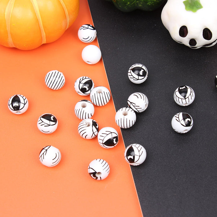 Wholesale 50PCS Halloween Colorful Witch Pumpkin Ghost Face Wooden Beads JDC-BDS-TianYue017