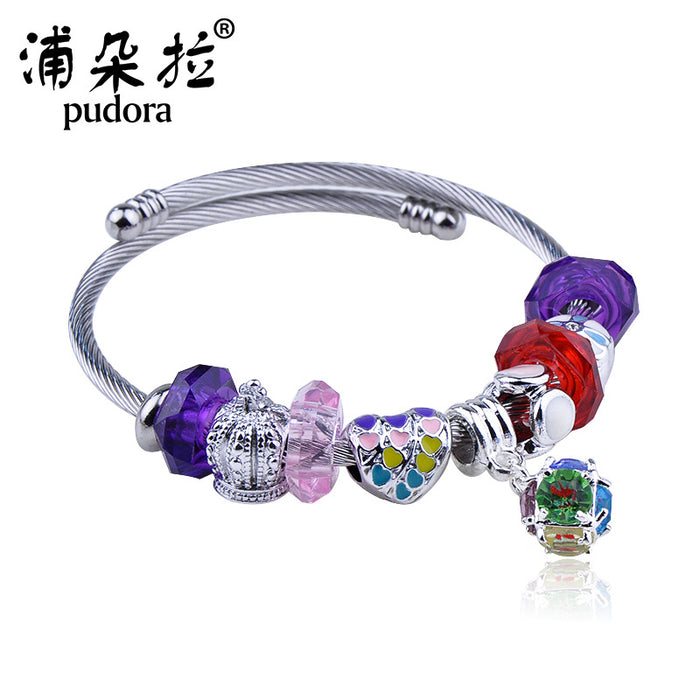 Wholesale New stainless steel bracelet, fashionable DIY bead bracelet, minimalist design