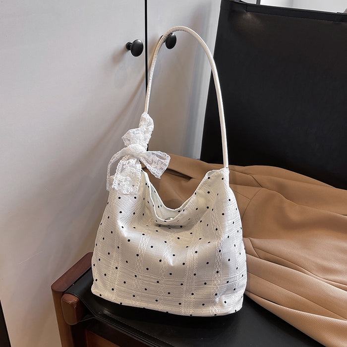 Wholesale Niche polka dot bag, stylish and versatile, single shoulder armpit bag, lightweight and simple bucket bag