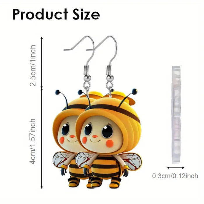 Wholesale Acrylic Flat Cartoon Bee Earrings JDC-ES-WenT032