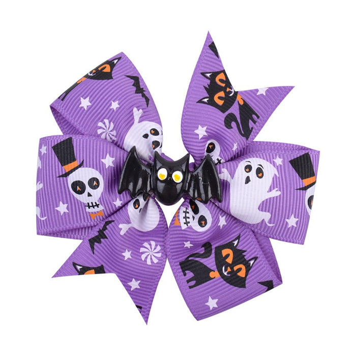 Wholesale Halloween Polyester Fabric Bow Hair Clip Set JDC-HC-Xiane020