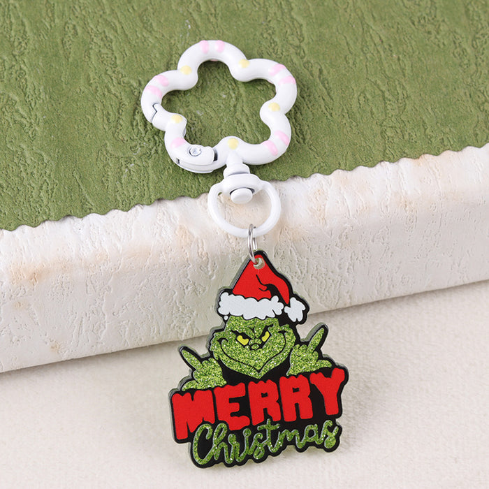 Wholesale Cartoon Christmas series funny acrylic keychain fashionable personality antler pendant jewelry