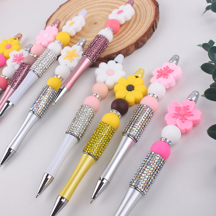 Wholesale Begonia  Silicone Beaded Pen Colorful Plastic Multifunctional Ballpoint Pen Gel Pen