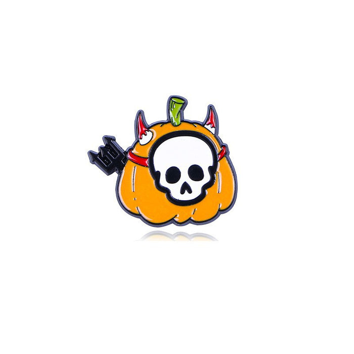 Wholesale  Series Brooch Pumpkin Skull Ghost Alloy Oil Dropping Metal Cartoon Punk Horror Badge