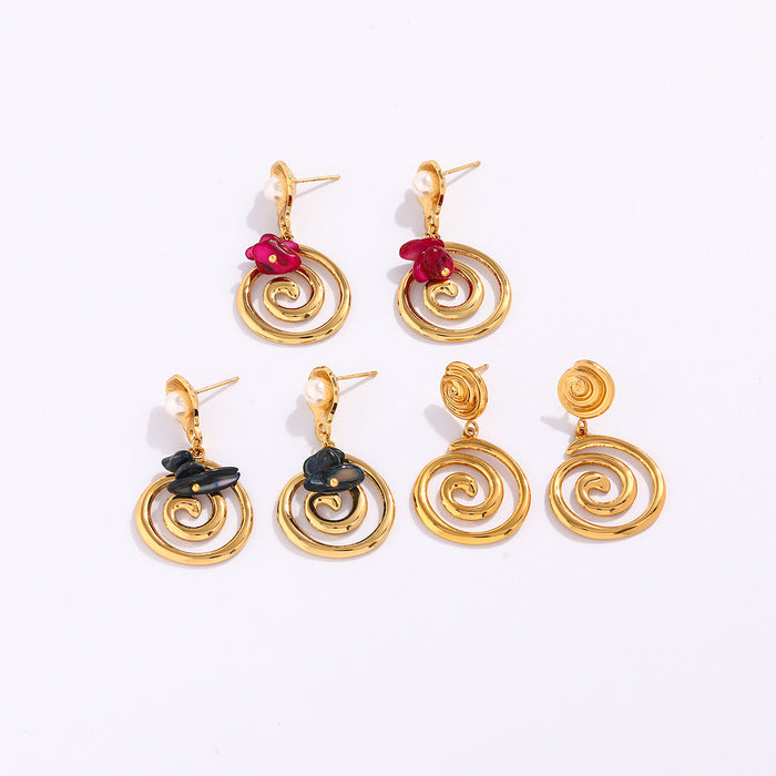 Wholesale Stainless steel earrings Bohemian style spiral pendant earrings