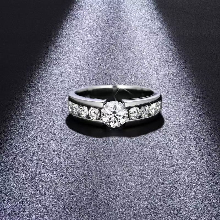 Wholesale New Fashion Round Diamond Set Ring Light Luxury Niche Ring Simple Personalized Ring