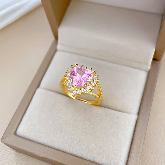 Wholesale Real Gold Love Pink Wedding Ring Adjustable JDC-RS-LG007