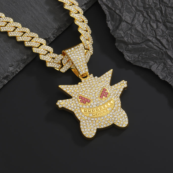 Wholesale Personalized cartoon pendant necklace with diamond inlaid Cuban chain jewelry
