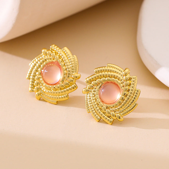 Wholesale Personalized, simple, fashionable, retro, sunflower titanium steel earrings, versatile earrings