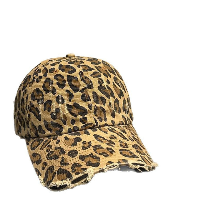 Wholesale Trendy and fashionable leopard print baseball hat with street personality, retro and vintage style, wide brimmed sun shading duckbill hat