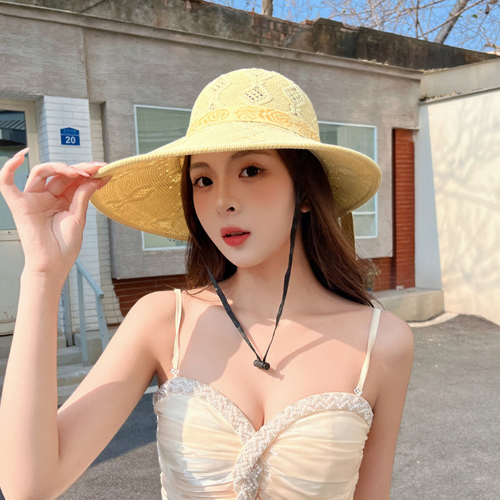 Wholesale New Hat Thin Breathable Knitted Hat Big Edge Sunshade Hat Outdoor Sunscreen Beach Hat Fisherman's Hat