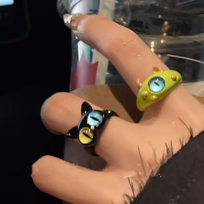 Wholesale Cute and playful one eyed monster ring with a unique and niche design, featuring a unique opening ring