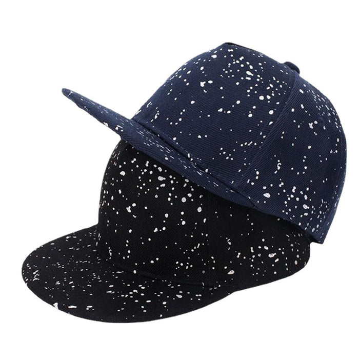 Wholesale Trendy Inkjet Print Kids Flat Brim Baseball Cap Adjustable Black Casual Street Style