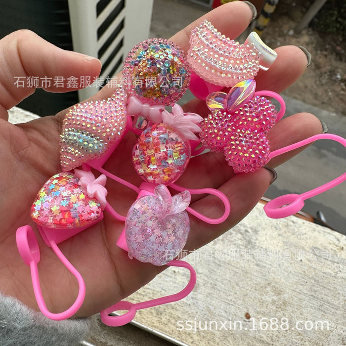 Wholesale 50pcs Red Community Straw Cap  Decorative Dust Plug Straw Cover