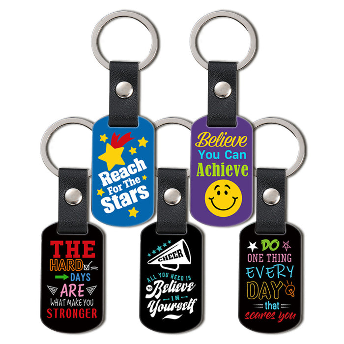 Wholesale Inspirational Positive Color Printing Leather Buckle Metal Keychains JDC-KC-GangGu052