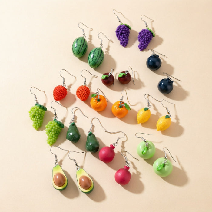 Wholesale Purple Grape Resin Earrings Trendy Fashion Accessory
