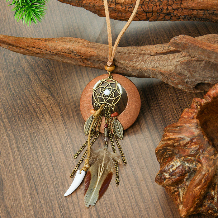 Wholesale Retro Bohemian Tassel Pendant Necklace Zinc Alloy Electroplated Geometric Pendant MOQ≥2