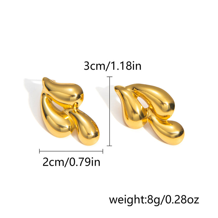 Wholesale Stainless Steel Plated Gold Earrings  Personality Simple  All-match Geometric Earrings
