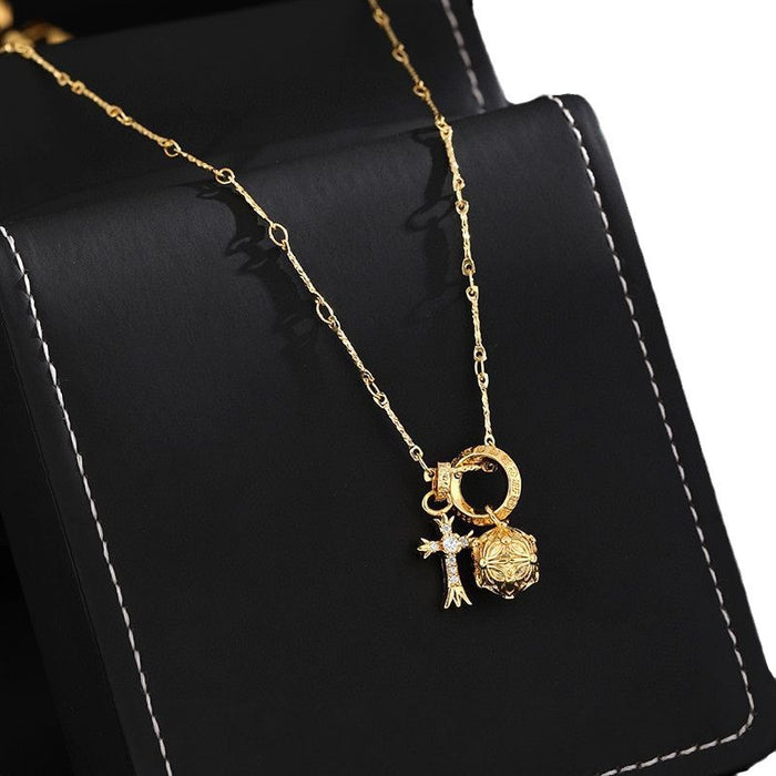 Wholesale real gold plating new gold diamond cross necklace